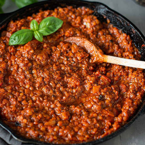 Lentil Bolognese (GF/vegan)